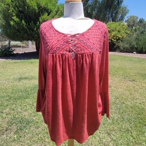 Fading Glory Size Large women's red top